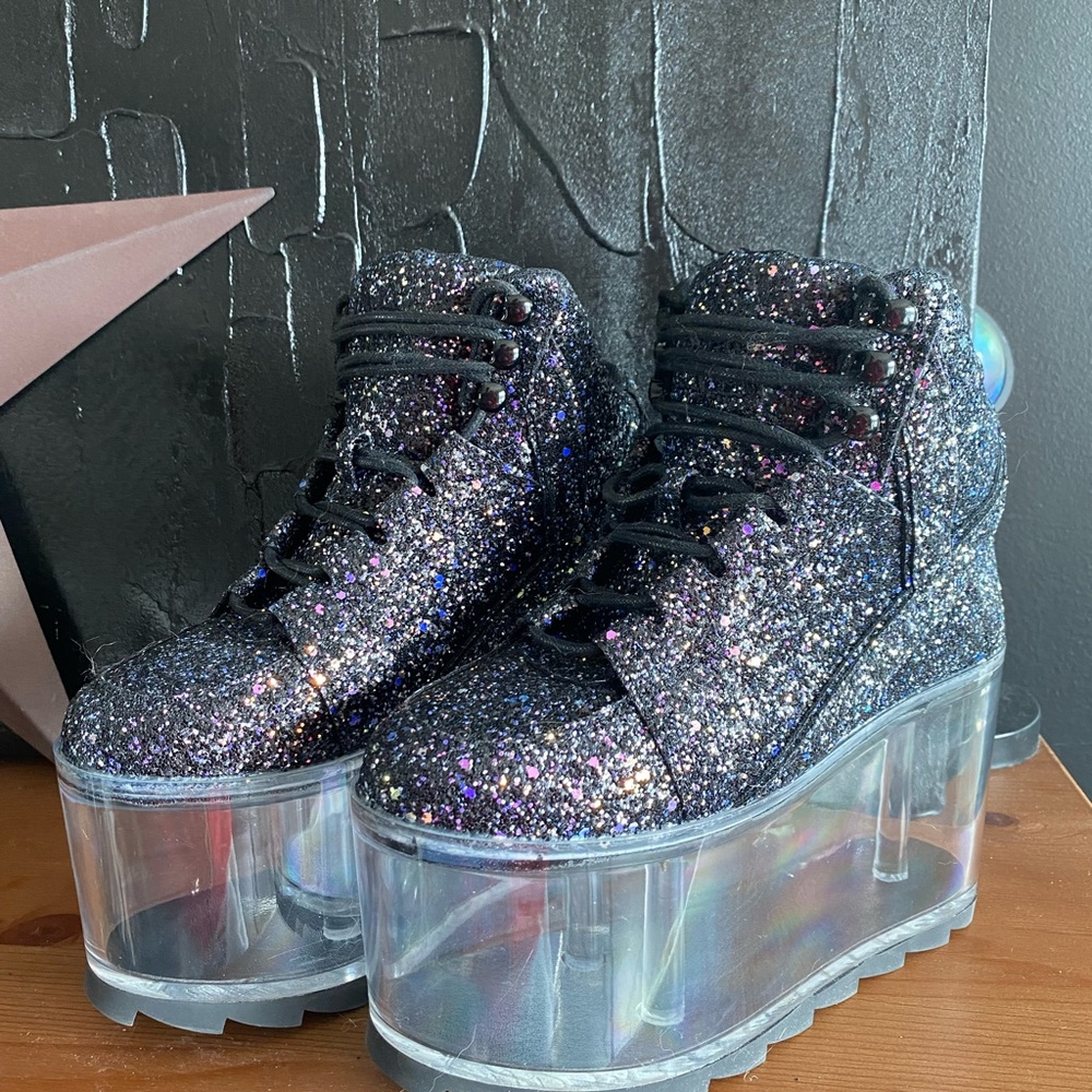 YRU Black Platform Boots